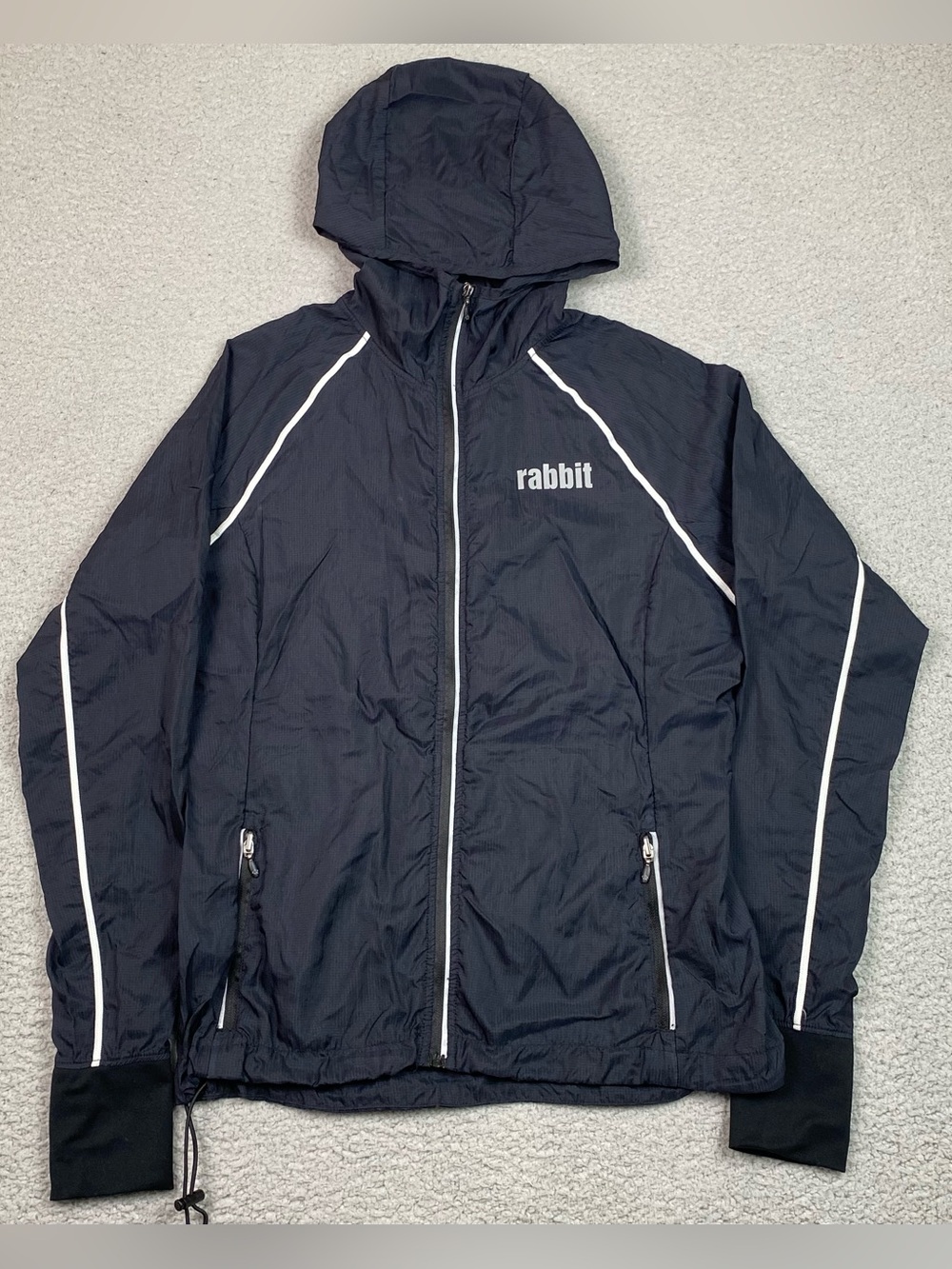 Rabbit Running Rain Jacket Women's Size M Full Zip Lightweight Packable Black